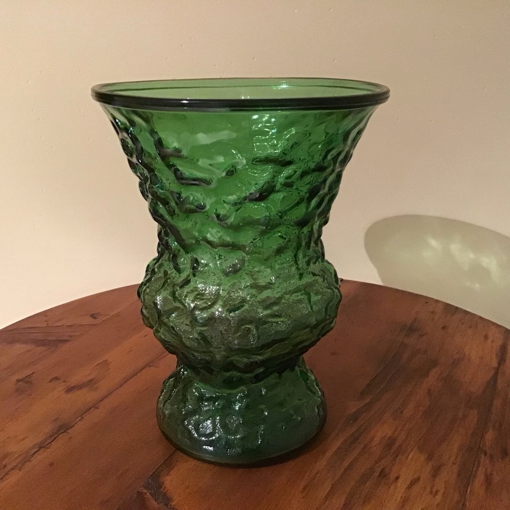 Elegant Green Textured Glass Vase